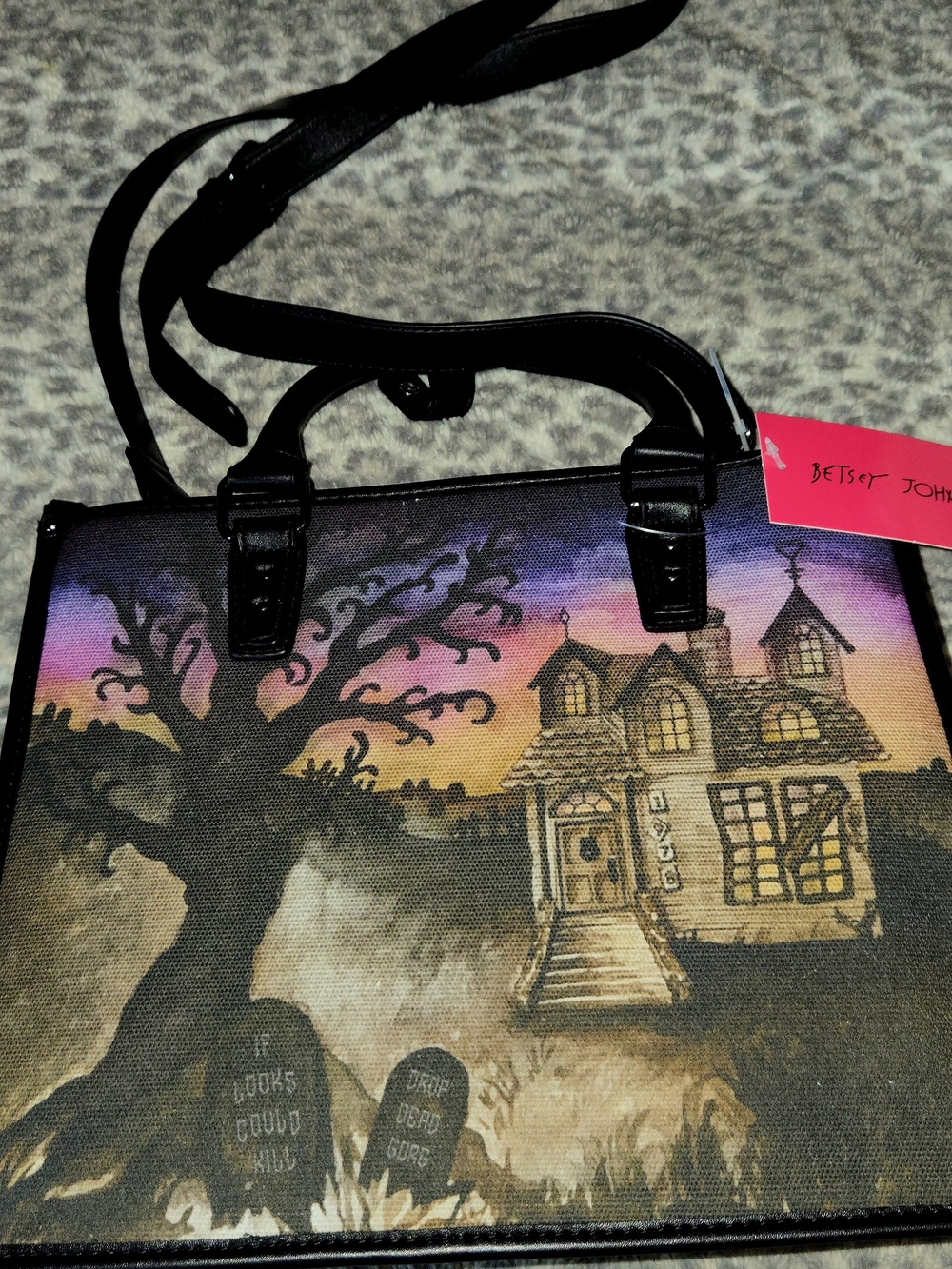 Betsey Johnson Haunted House Satchel in Black and Purple Gradient - Picture 7 of 7